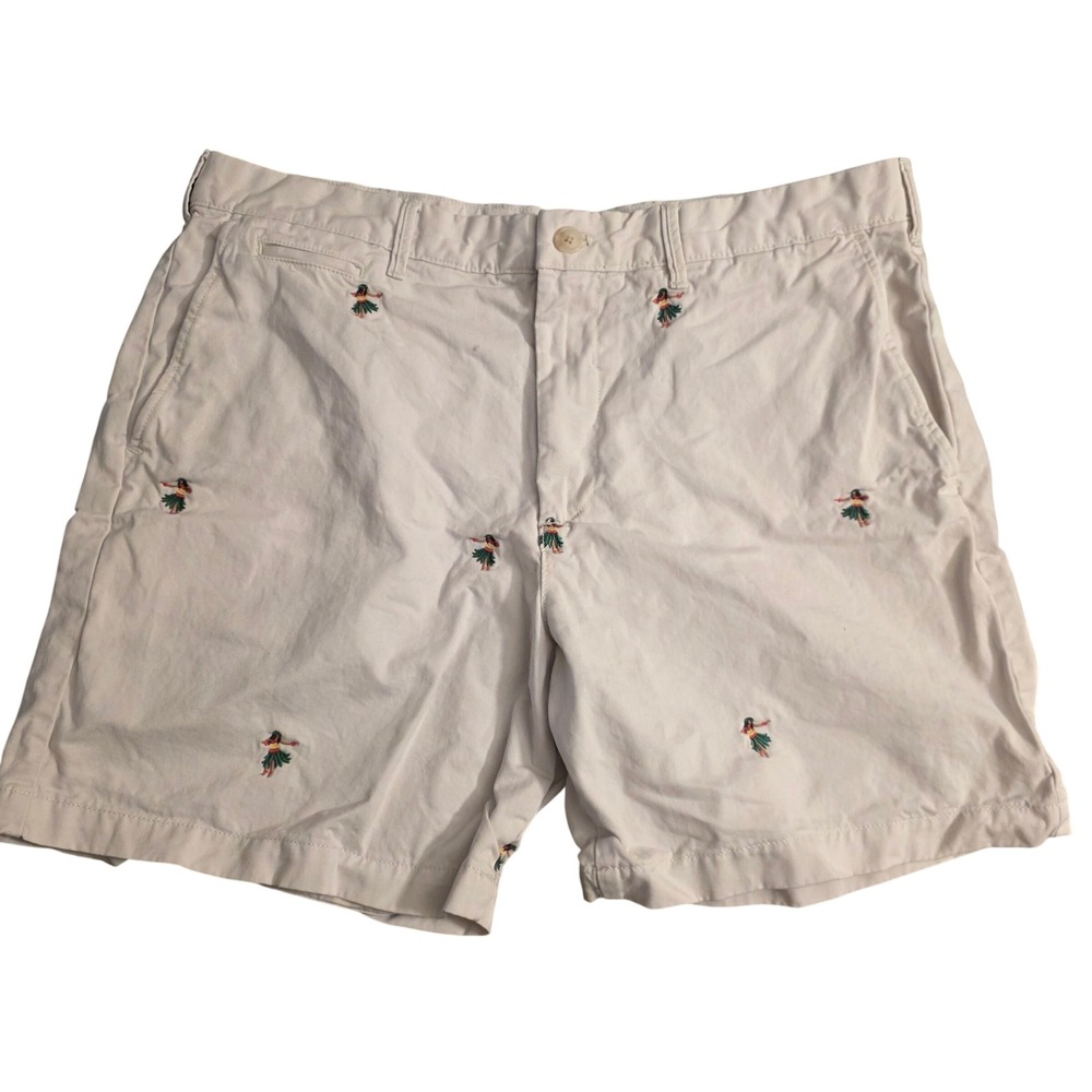 Gap For Good Mens Tan Khaki Hula Girl Embroidered Chino Shorts Size 36 Tropical